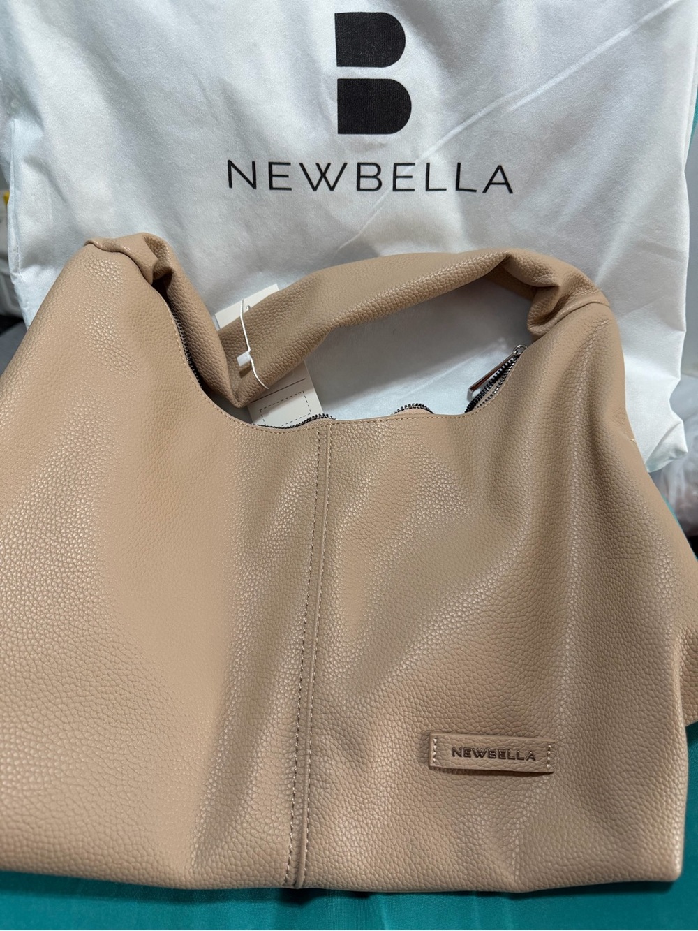 NWT Newbella Taupe Hobo Bag - Soft Pebbled Leather